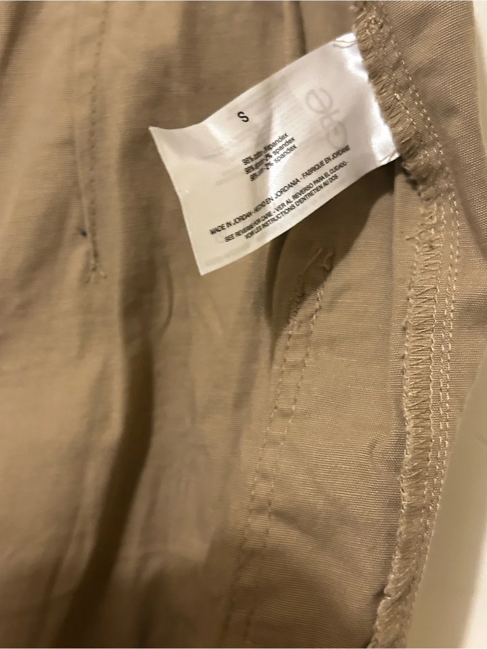 Nine West Tan Utility Skort with Patch Pockets Cotton Spandex Sz S Elastic waist